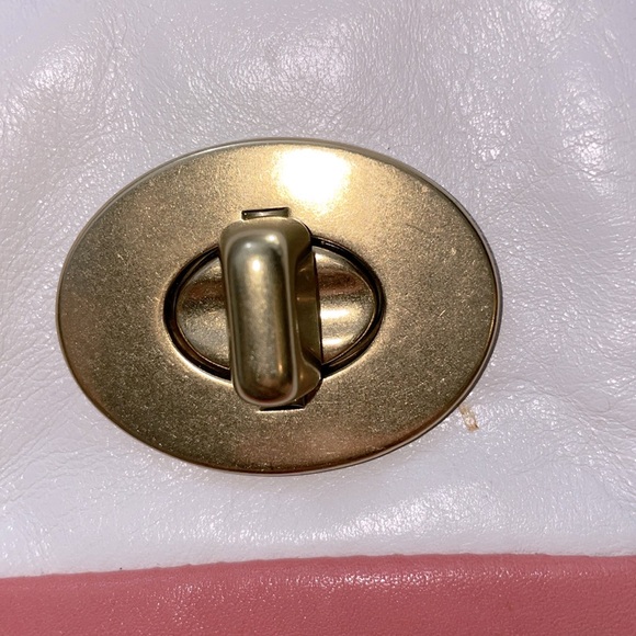 Coach Pink/White  Leather Cricket Satchel #13601 - Picture 9 of 16